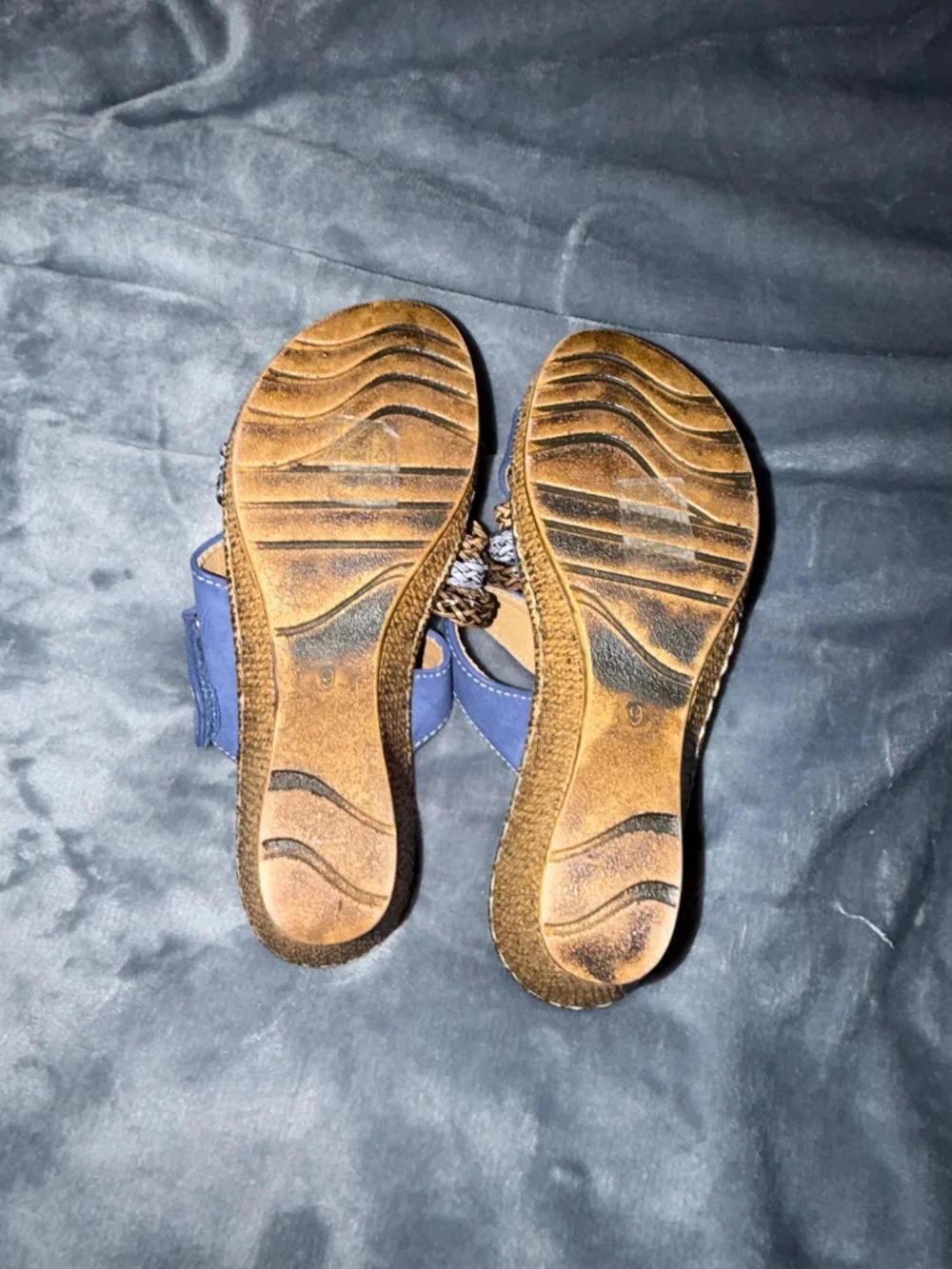 Patrizia Women's Blue Braided Strappy Wedge Sandals Size 9
